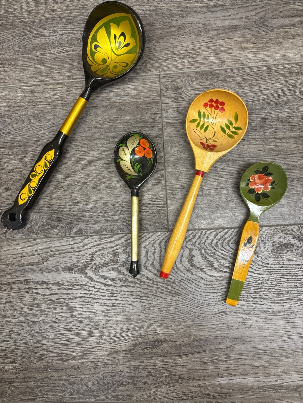 Eastern-European Hand-Painted Decorative Wooden Spoons